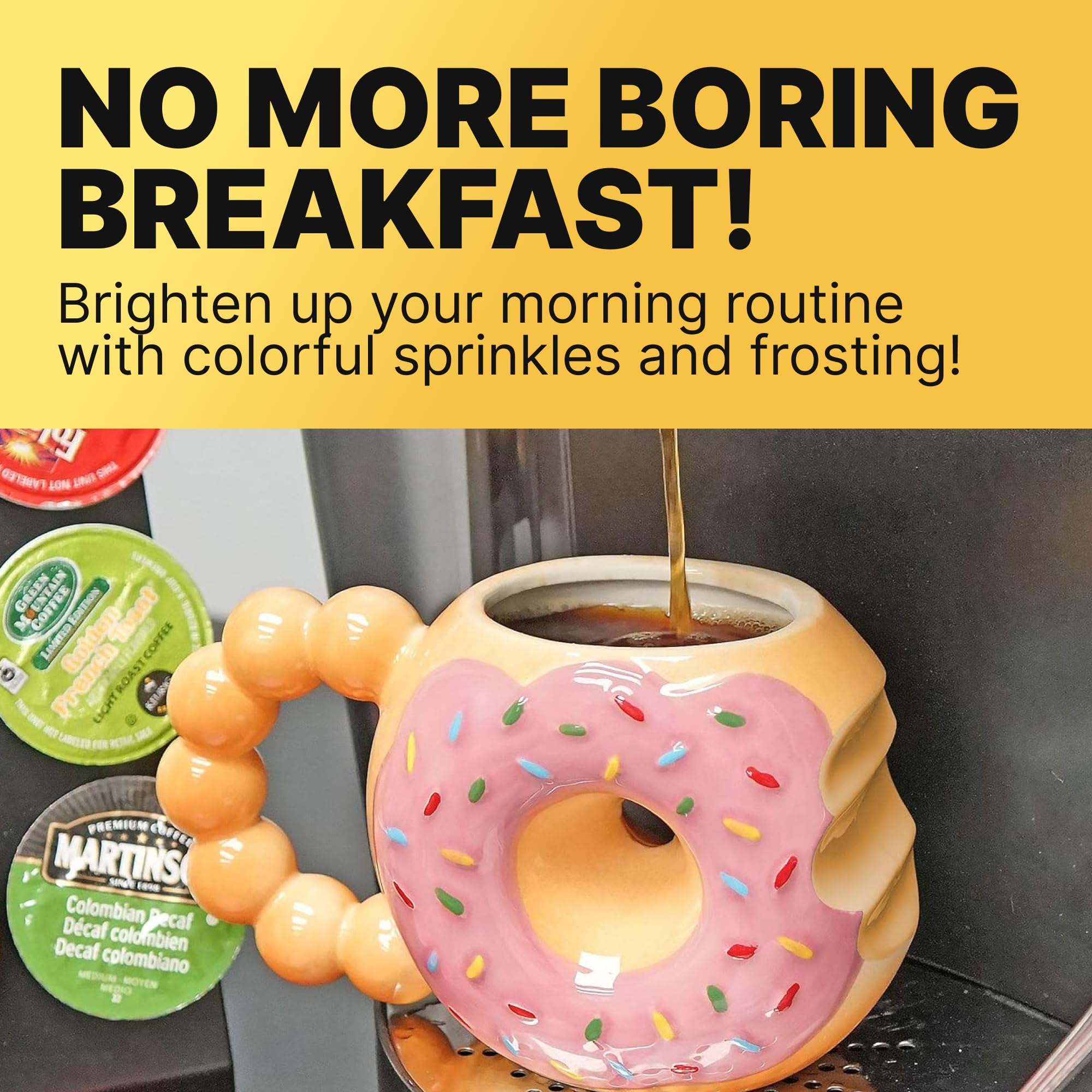 Fairly Odd Novelties Donut Touch My Coffee mug, textura cerámica resistente, apta para microondas.