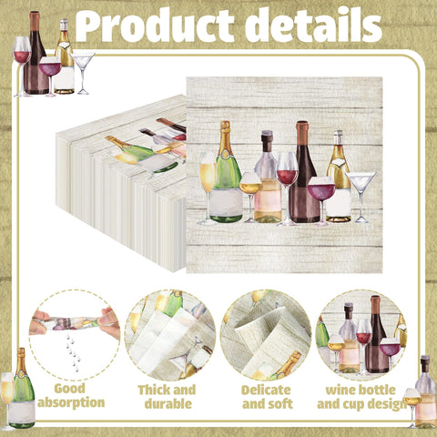 Servilletas Fairooth con diseño acuarela de vino para mesa elegante.