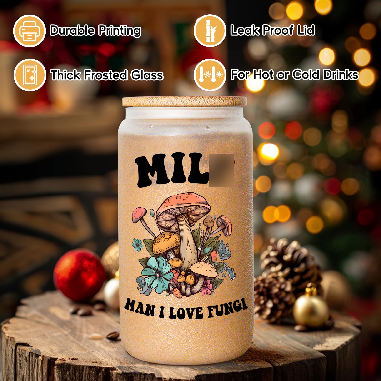 Fairy's Gift: tapa hermética con motivo hongo para evitar derrames.