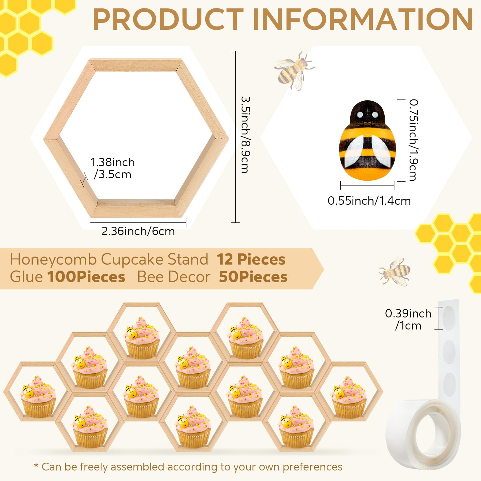 FairySandy: abeja de madera miniatura para embellecer la mesa de postres.
