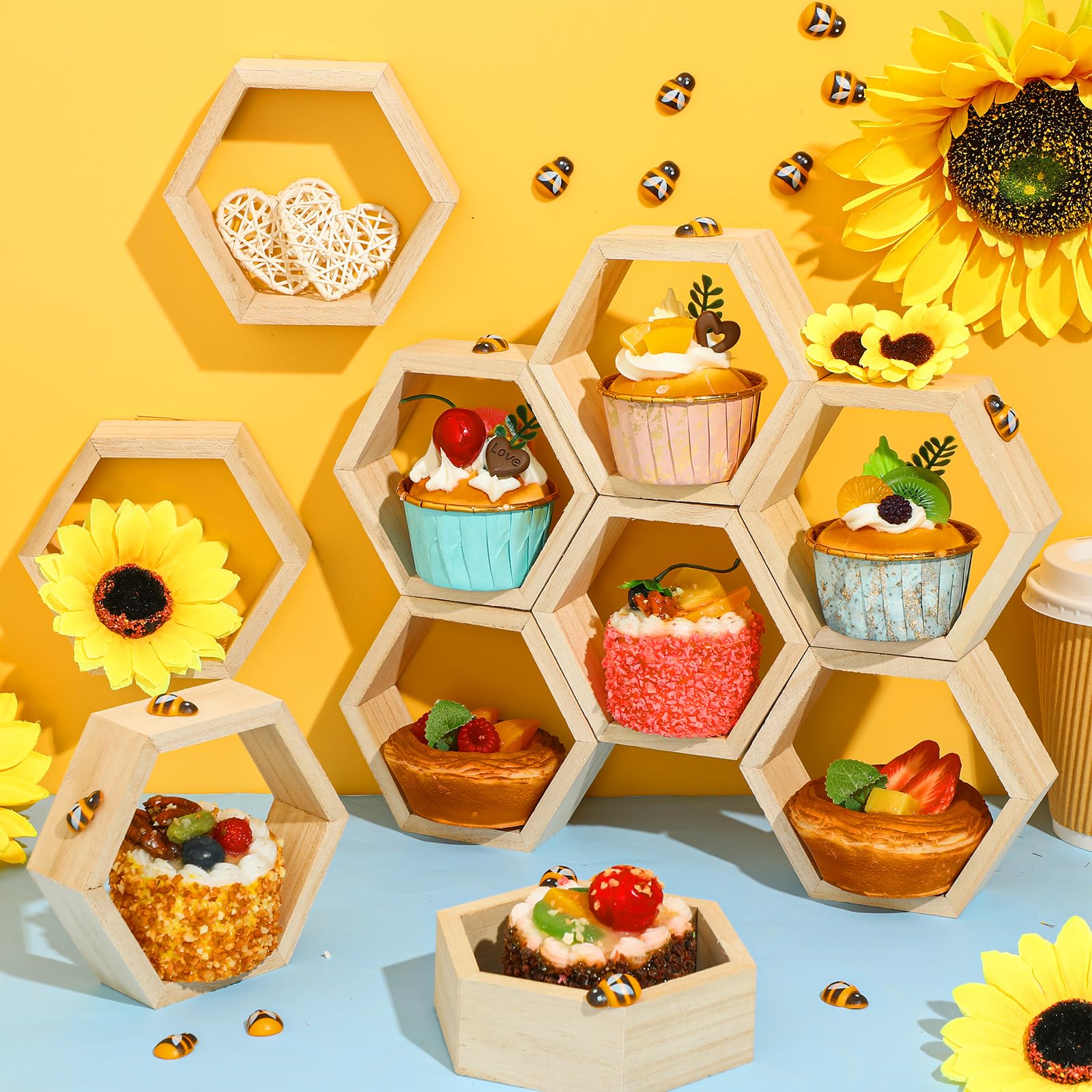 FairySandy: diseño de panales hexagonales que realza la presentación de dulces.