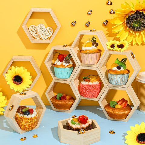 FairySandy: diseño de panales hexagonales que realza la presentación de dulces.