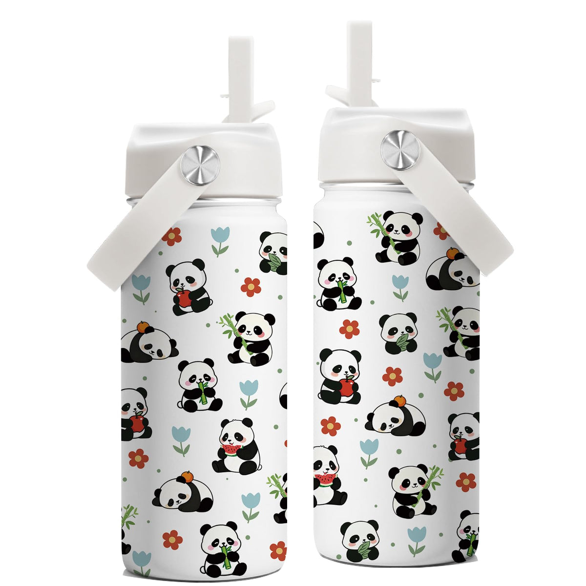 FAIVHSO Panda, diseño divertido, botella de agua 16 onzas para niños y niñas.