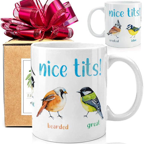 Taza Nice Tits de FALJIOK para amantes de aves, regalo ideal