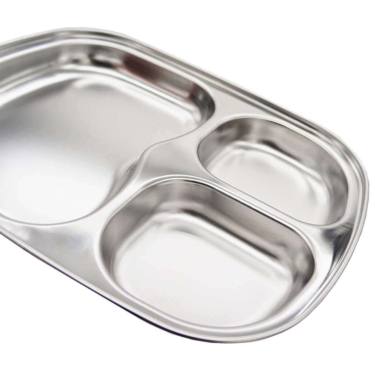 Fam 3 Compartment Tray, acero inoxidable 304, seguro para alimentos y limpio.