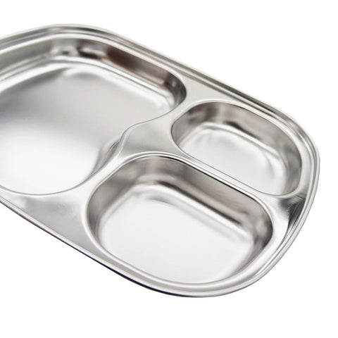Fam 3 Compartment Tray, acero inoxidable 304, seguro para alimentos y limpio.