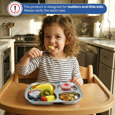 Fam 3 Compartment Tray, libre de plástico para dietas y control de porciones.