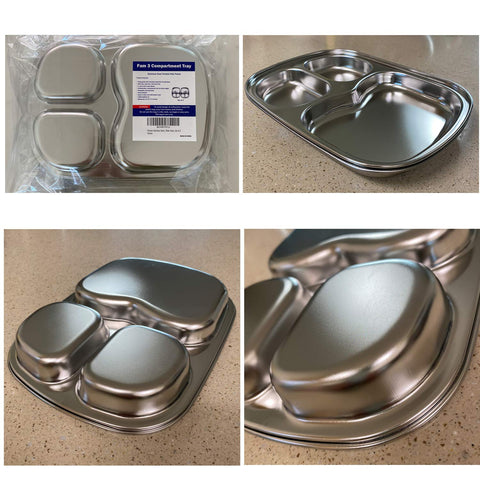 Fam 3 Compartment Tray, tres compartimentos compacto para economizar espacio.