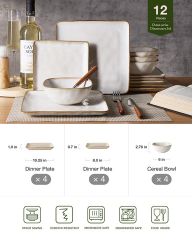 Famiware oceano: platos de ensalada cuadrados para porciones equilibradas