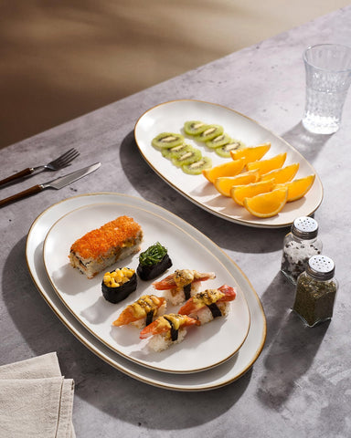 famiware bandeja ovalada glaseado exquisito, realza presentaciones con estilo.