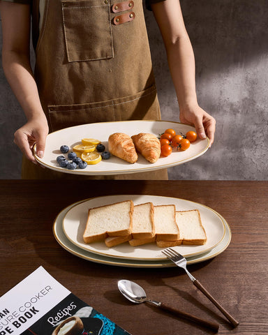 famiware bandeja ovalada pequeña con ondas, ideal para postres y quesos.