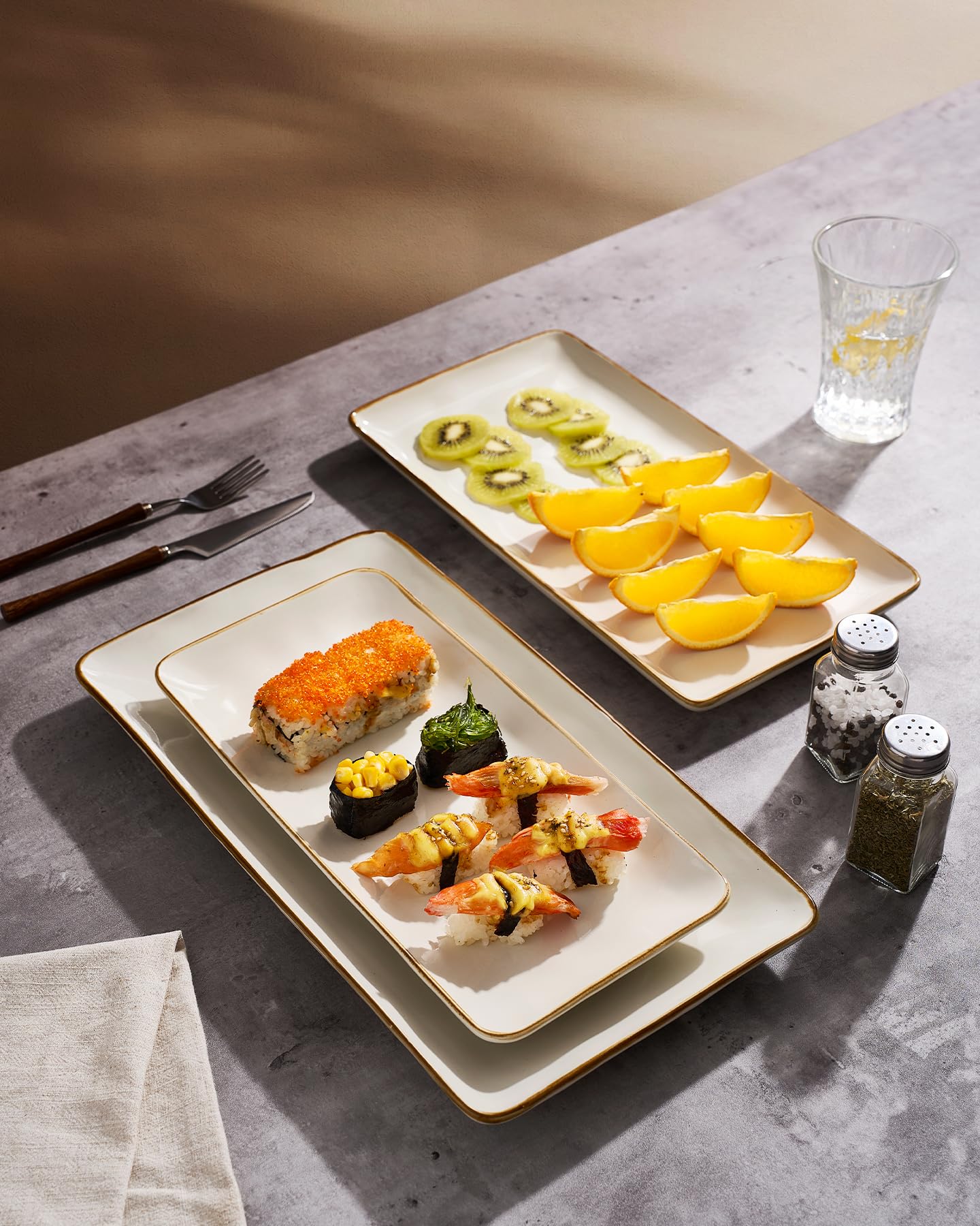 Bandeja rectangular Famiware esmaltado con ola, brillo elegante para servir