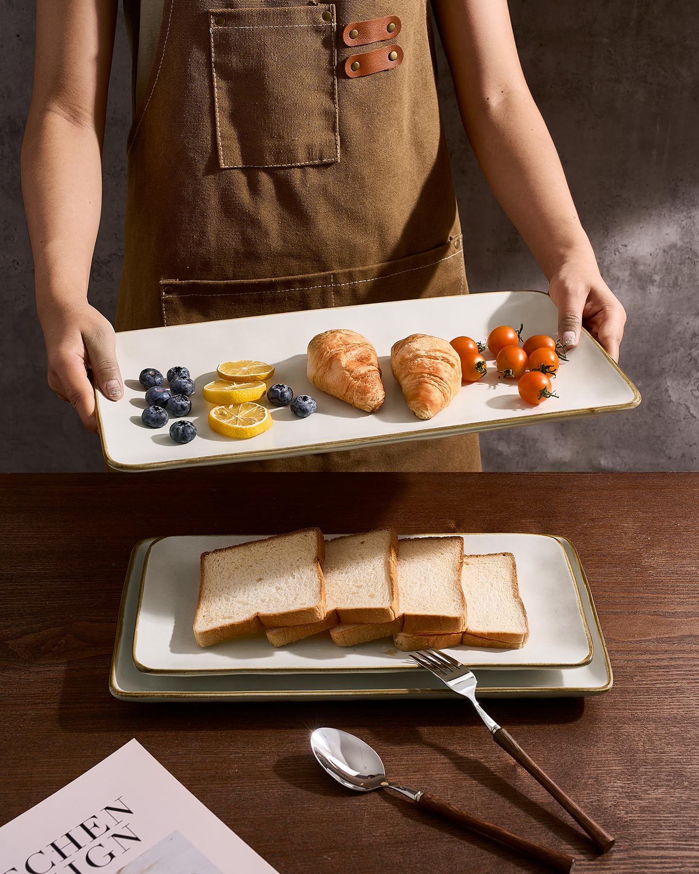 Bandeja rectangular Famiware pequeña con ola para postres y quesos
