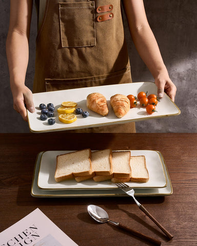 Bandeja rectangular Famiware pequeña con ola para postres y quesos
