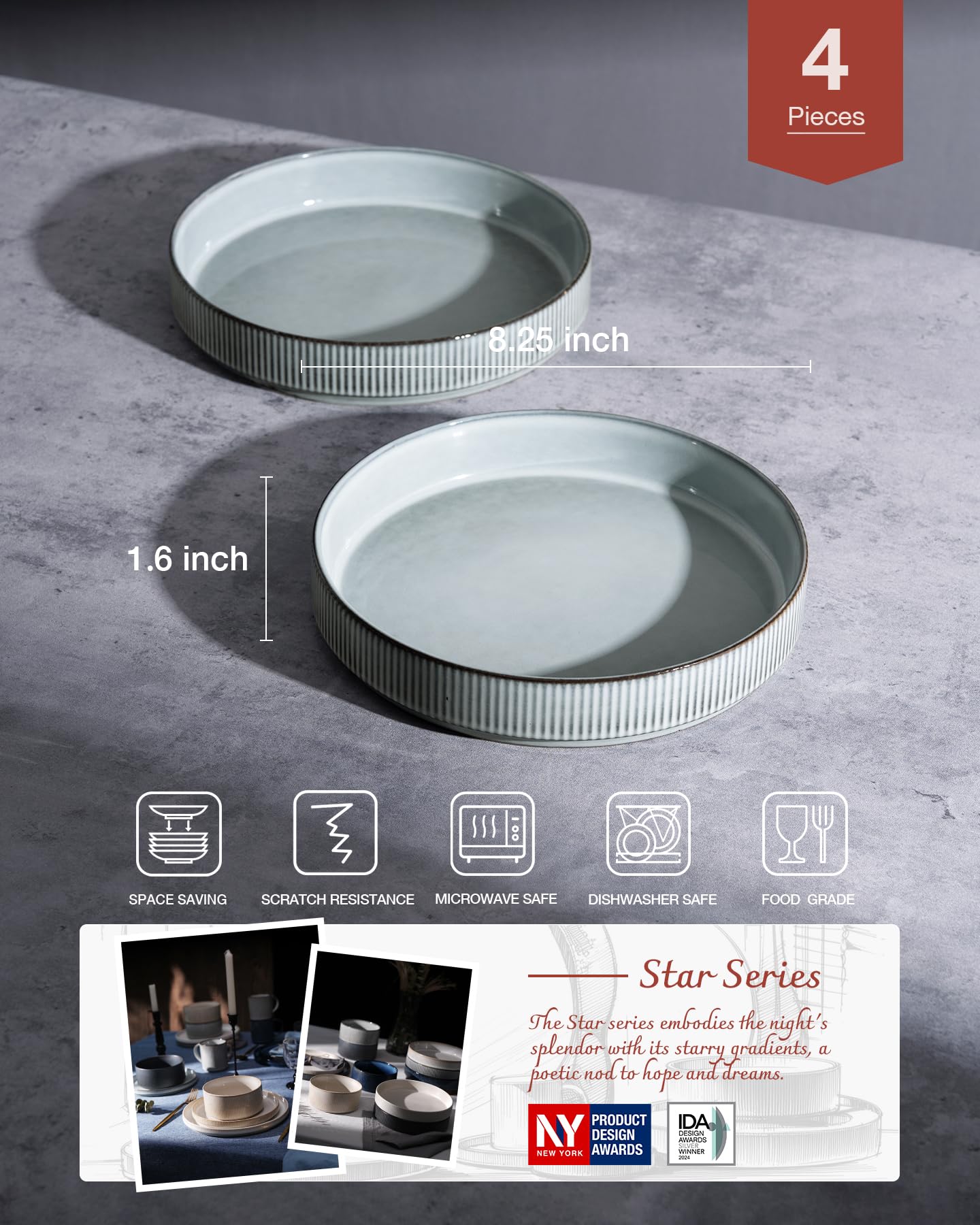 Glaseado doble reactivo en tazones famiware estrella, color único para la mesa.