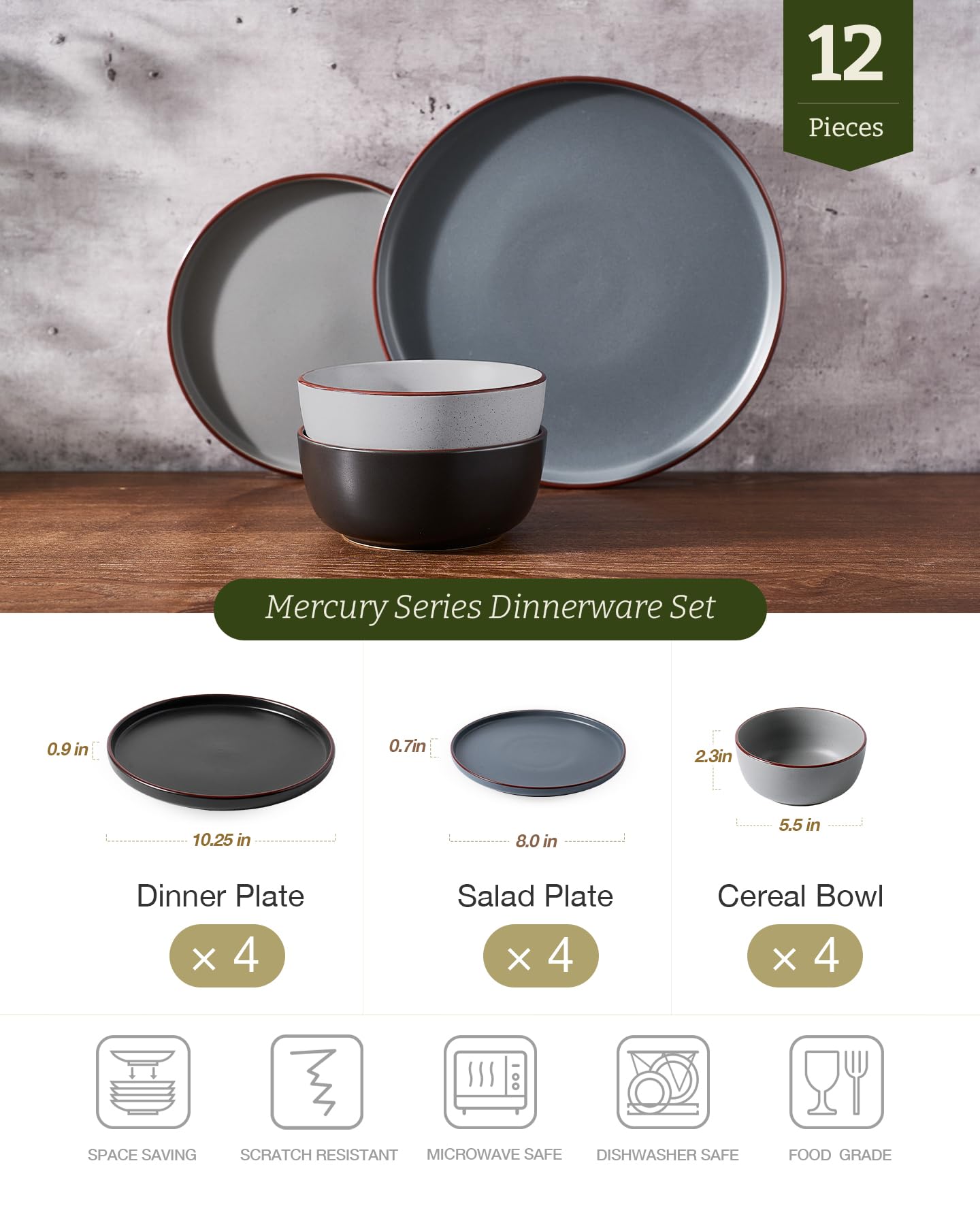 Famiware Mercury: plato de ensalada 8 pulgadas, perfecto para porciones ligeras.