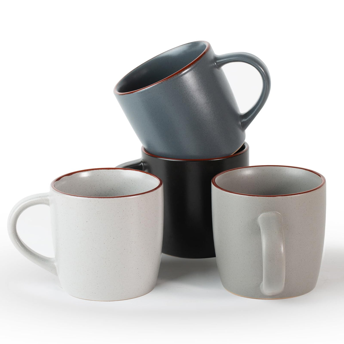 famiware Mercury: tazas cerámicas de 13 oz, juego de 4, ideal para café.