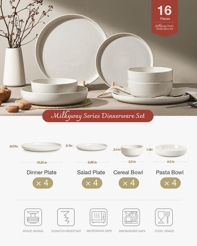 Famiware Milkyway: plato de ensalada 20 cm, elegante y resistente para uso diario.