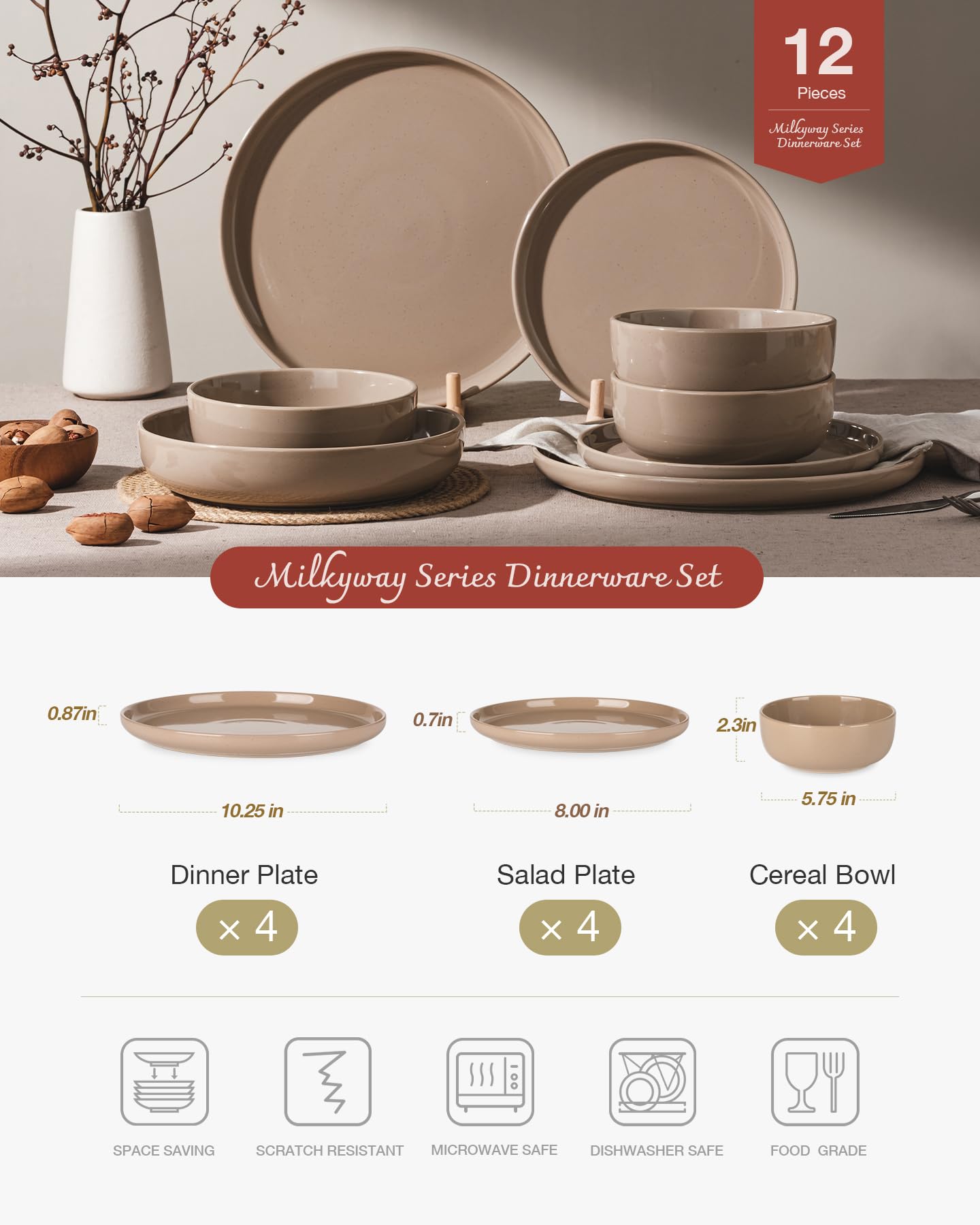 Plato de ensalada Famiware Milkyway 20 cm, ideal para comidas ligeras.