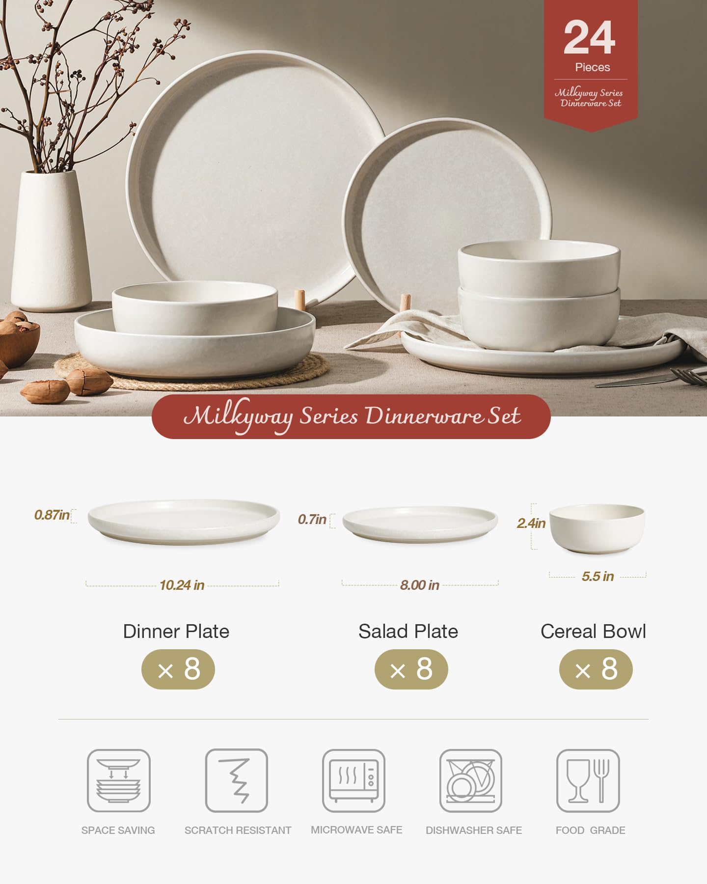 Famiware Milkyway: platos de ensalada 8, presentación elegante para reuniones.