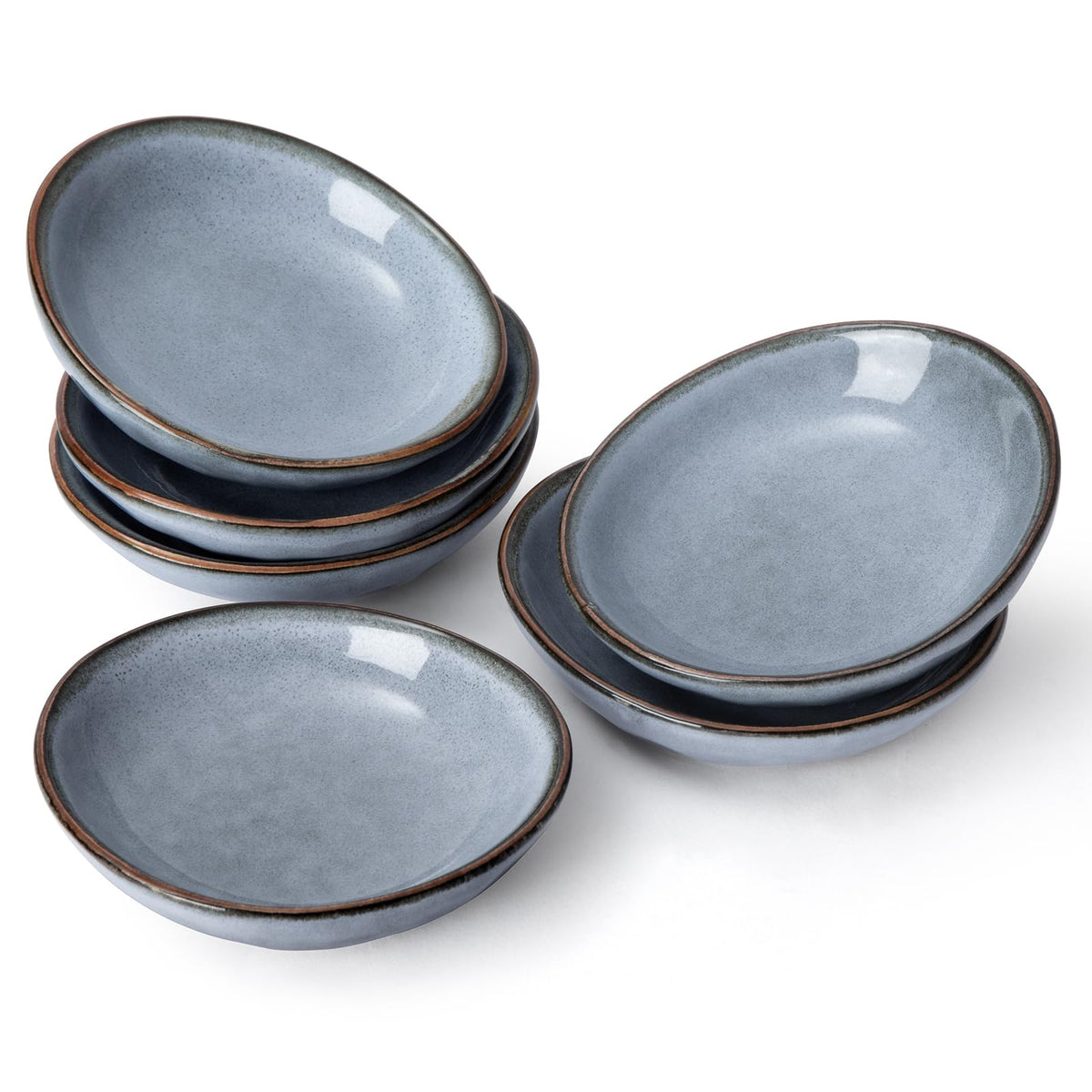Conjunto Famiware Ocean: seis tazones ovalados para salsas y aperitivos.