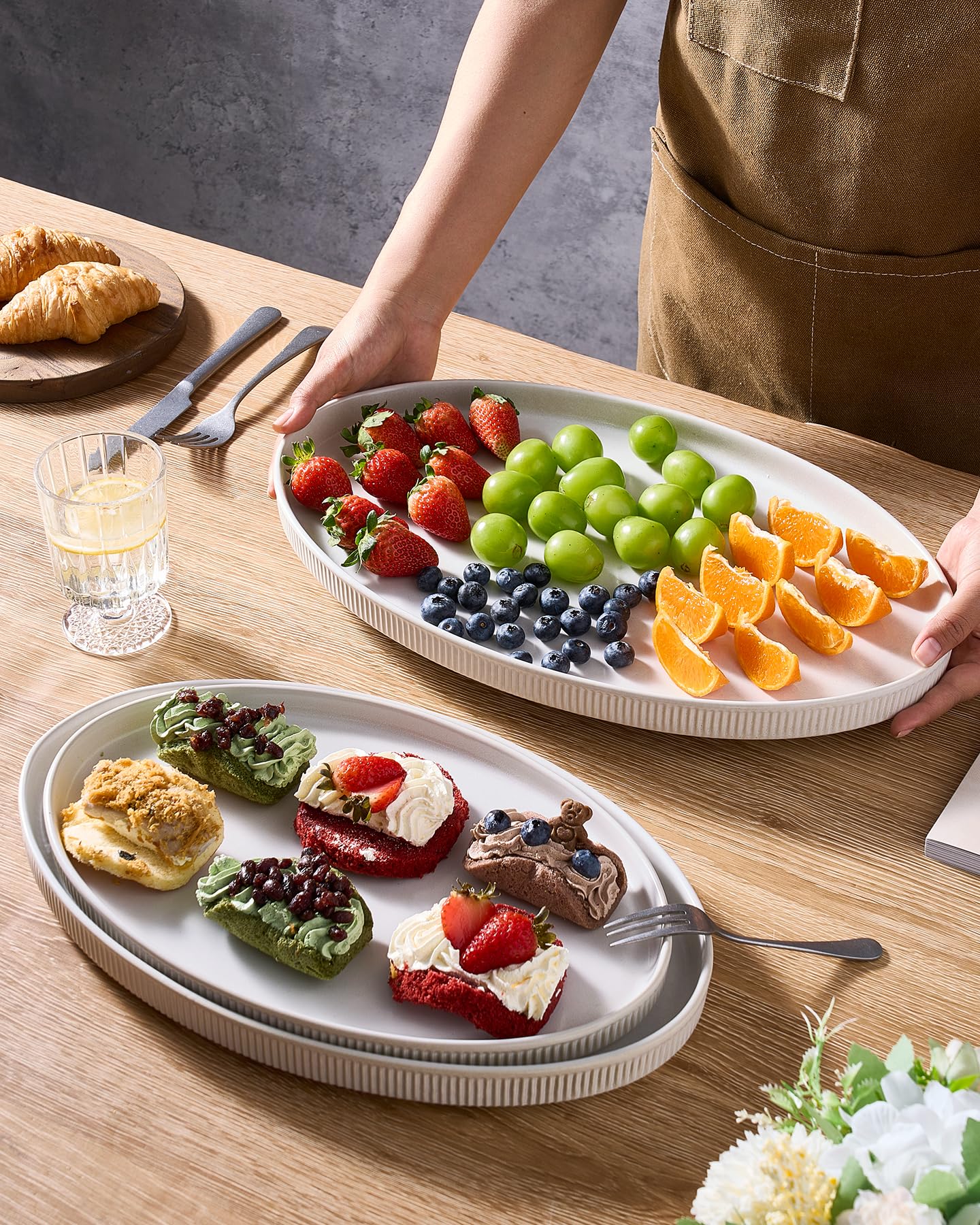 famiware plato ovalado de 12,9 pulgadas para aperitivos