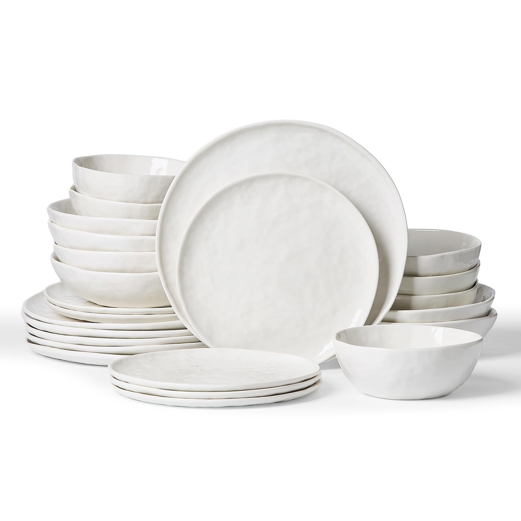 Famiware platos de porcelana Blanco Polar con borde ondulado, ideal para uso diario