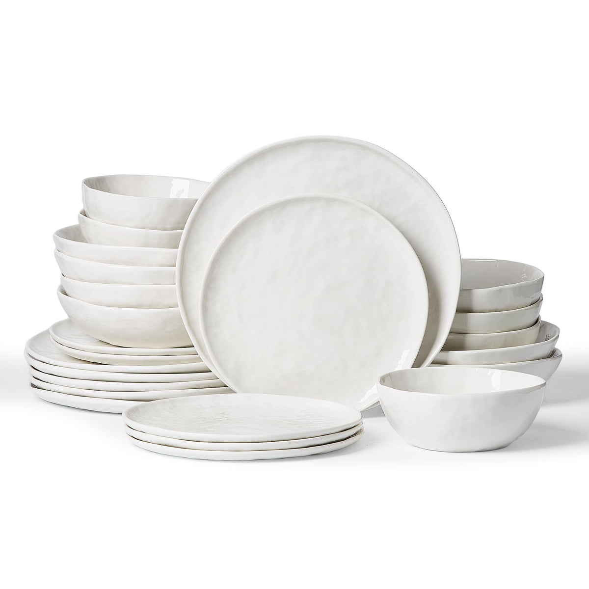 Famiware platos de porcelana Blanco Polar con borde ondulado, ideal para uso diario