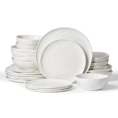 Famiware platos de porcelana Blanco Polar con borde ondulado, ideal para uso diario