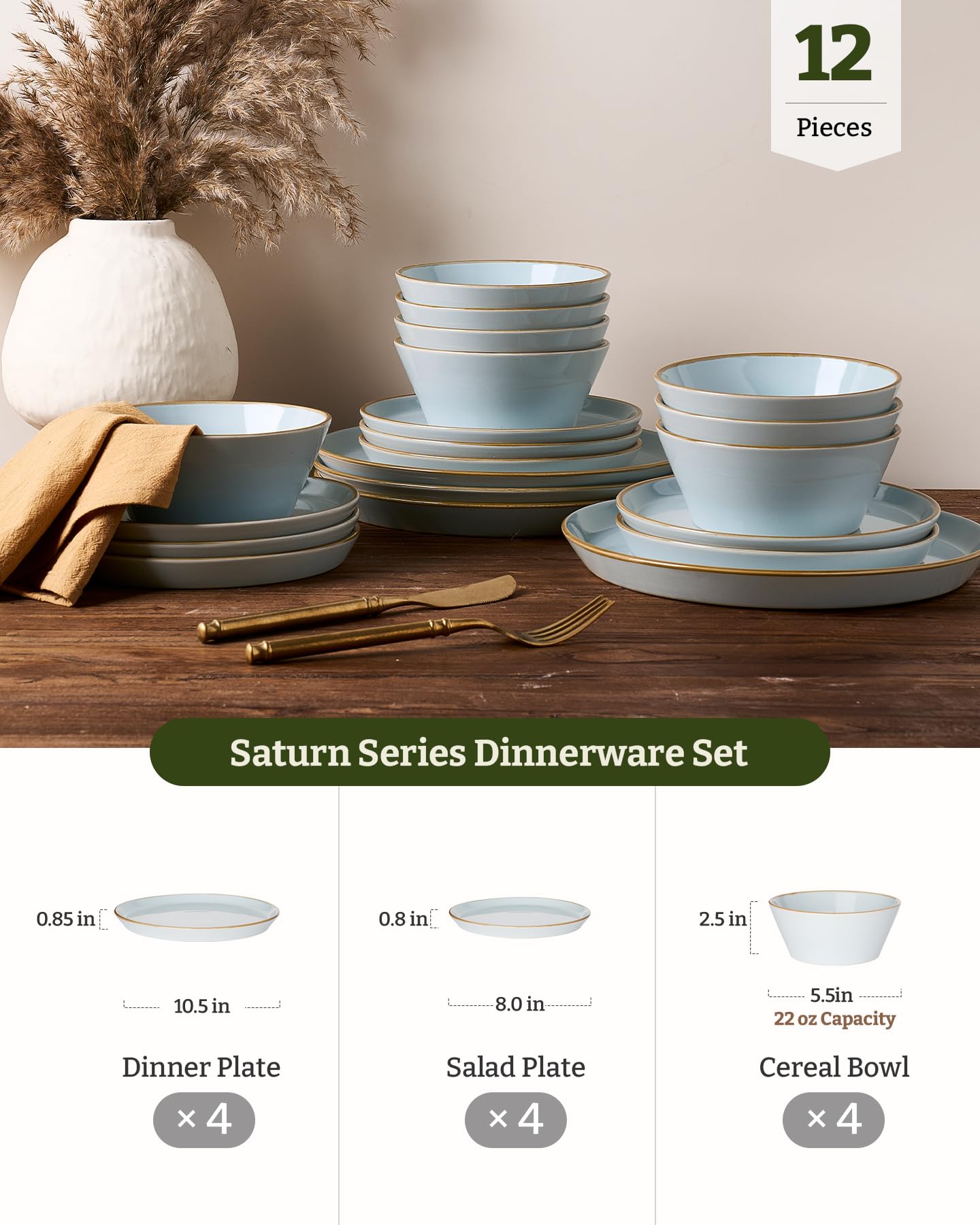 Saturn de famiware plato de ensalada de 8 pulgadas en azul claro para presentaciones diarias.