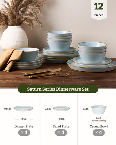 Saturn de famiware plato de ensalada de 8 pulgadas en azul claro para presentaciones diarias.