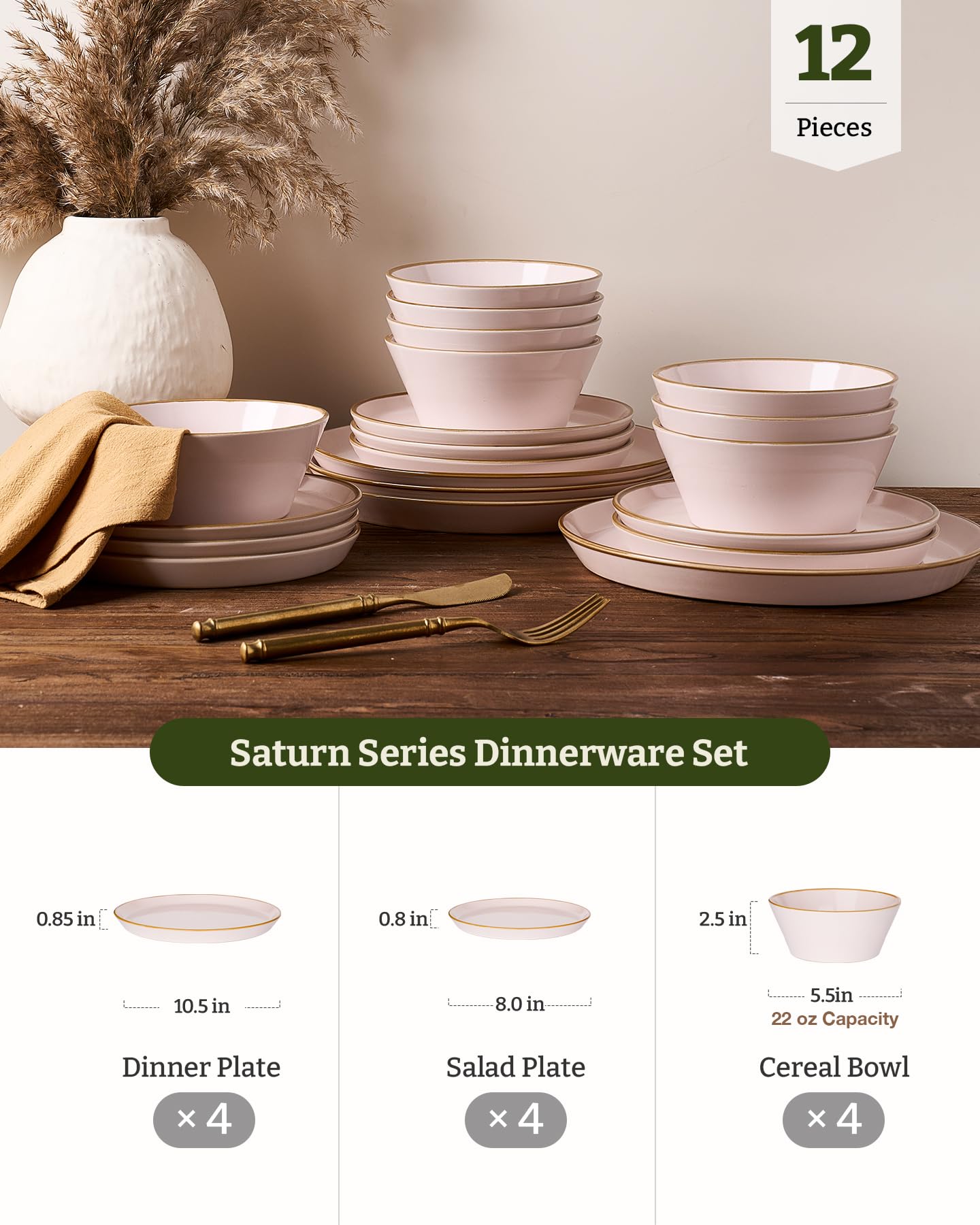Famiware Saturn plato ensalada rosado claro ideal para porciones ligeras