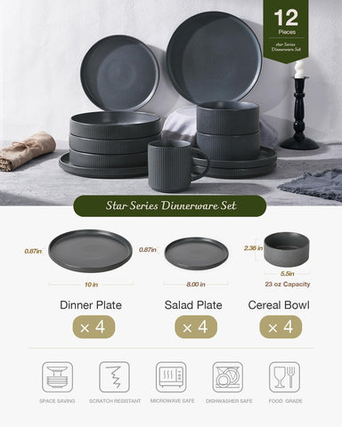 Famiware Star Dinnerware: cuenco de cereal de 23 oz, ideal para desayunos y sopas.