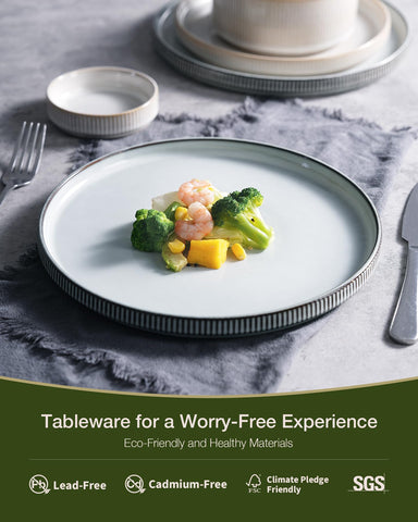 famiware Star Dinnerware Set: borde acanalado vertical para apilar con estabilidad