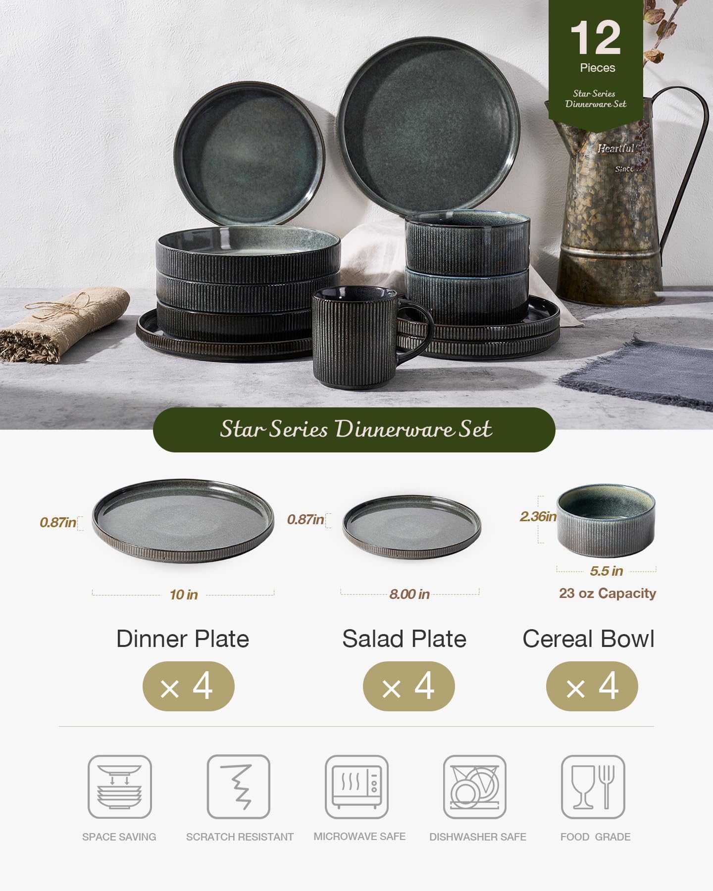 Famiware Star tazon 23oz acanalado, perfecto para cereales.