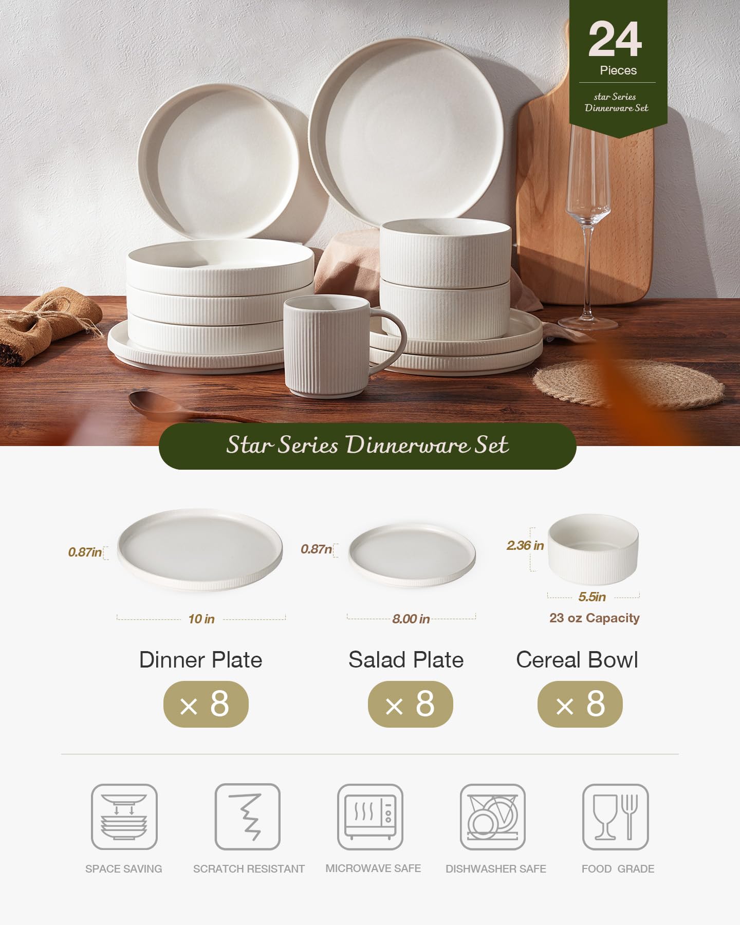 famiware Star tazón cereal 23 oz, porciones generosas para desayunos.