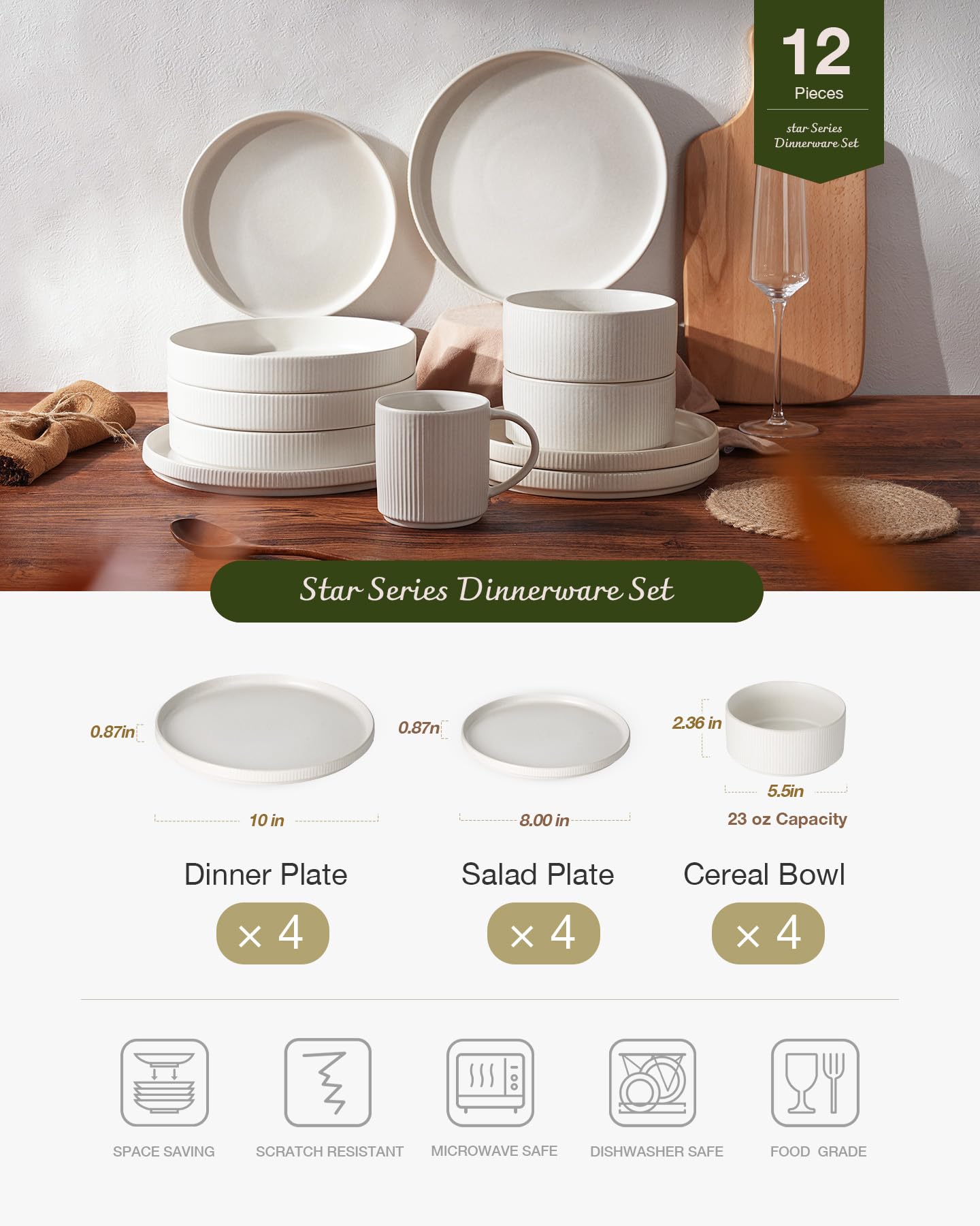 Famiware Star tazón de cereal de 23 onzas, tamaño práctico para desayunos