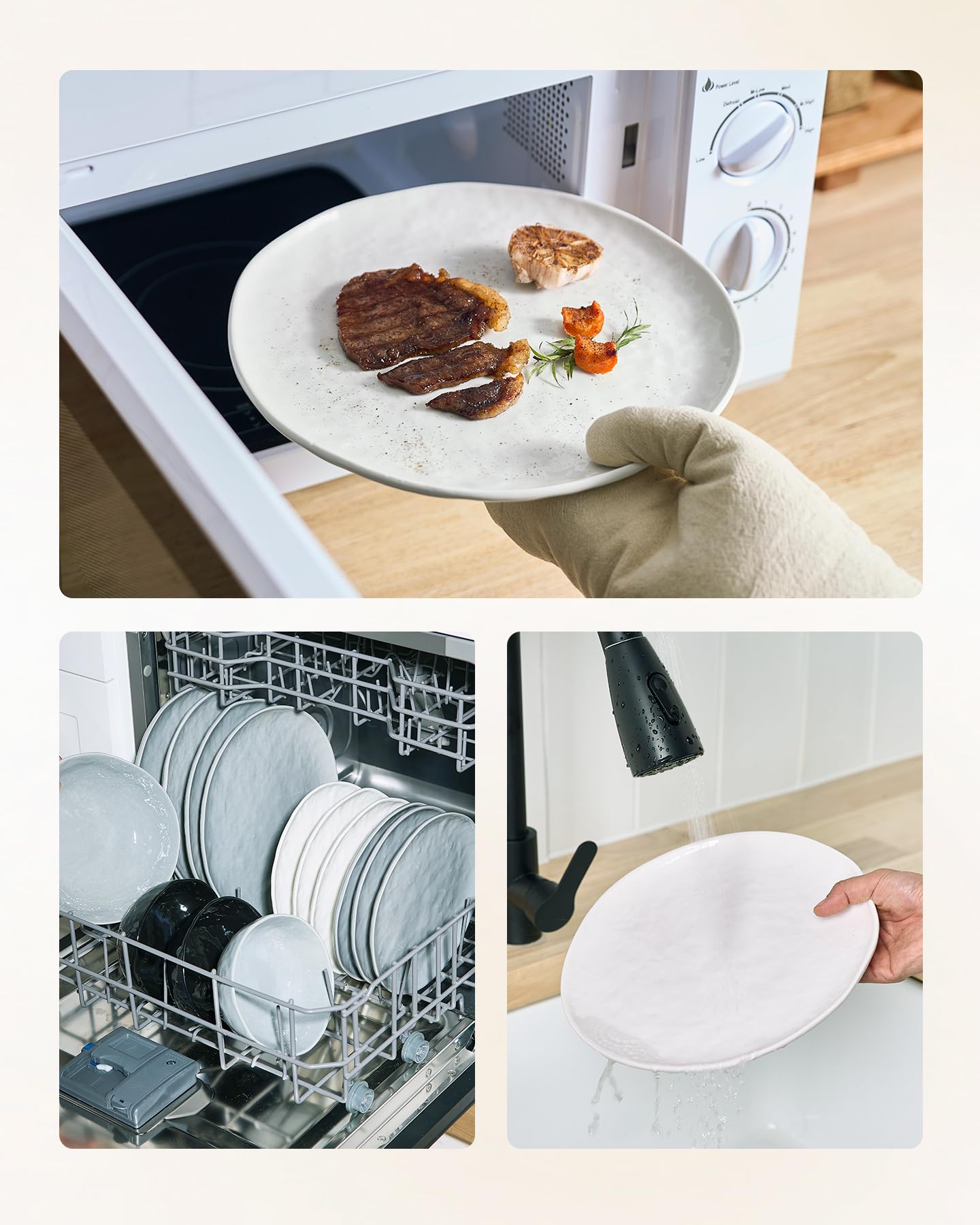 Tazón cereal ondulado de Famiware, porcelana duradera para desayunos