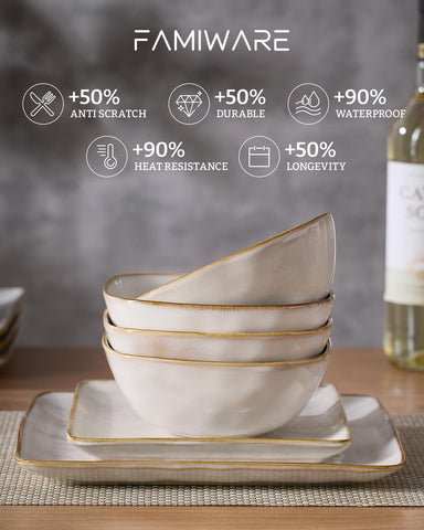 Famiware oceano: ceramica resistente para uso diario en tazones de 6 pulgadas