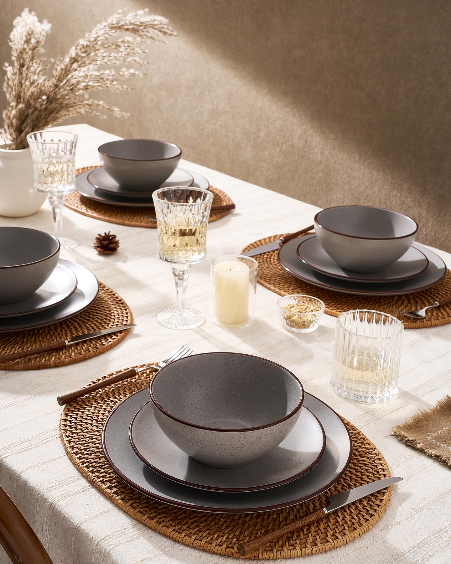 Famiware Venus plato ensalada mate gris, estilo moderno para servir