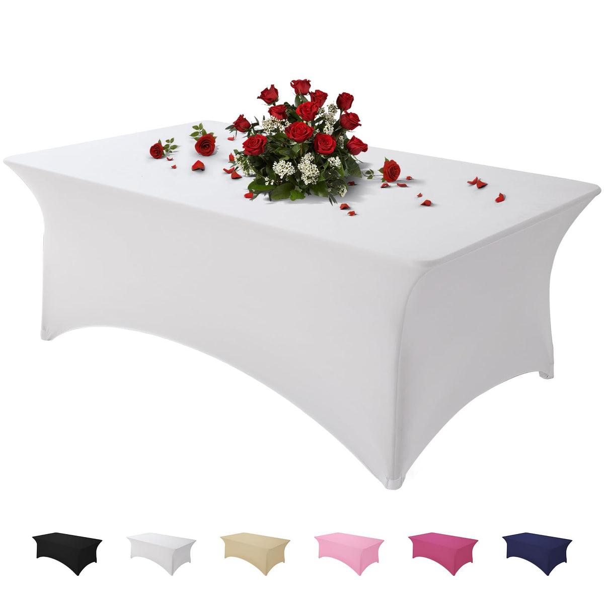 Mantel Famstar blanco de 4 pies con ajuste perfecto para mesa rectangular