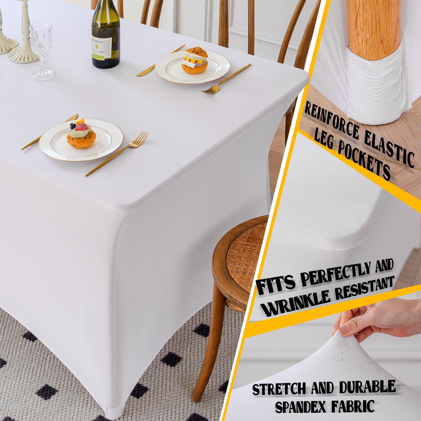 Mantel Famstar blanco de 6 pies con ajuste seguro y aspecto profesional