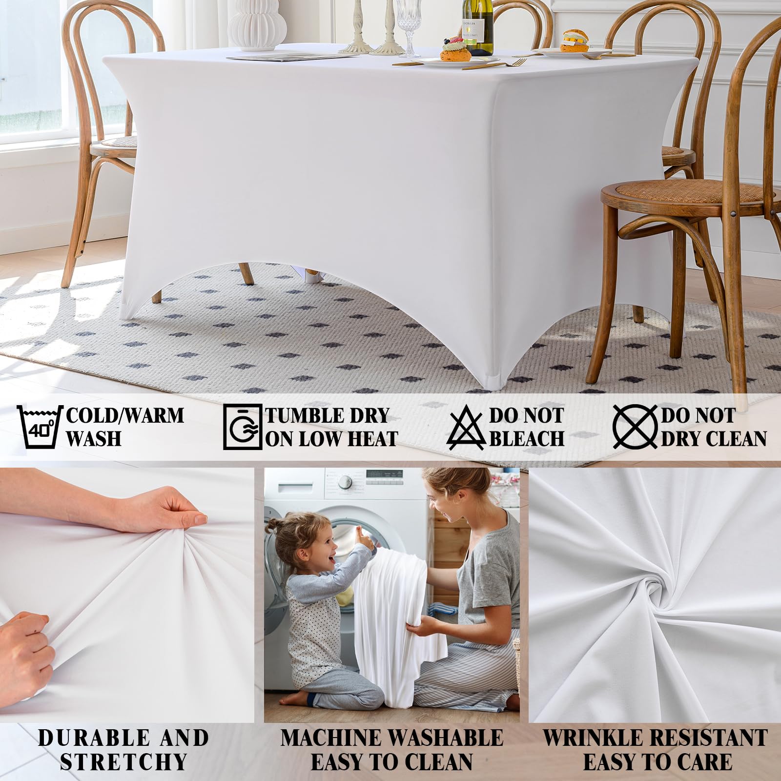 Mantel Famstar blanco de 8 pies con elasticidad y cobertura completas