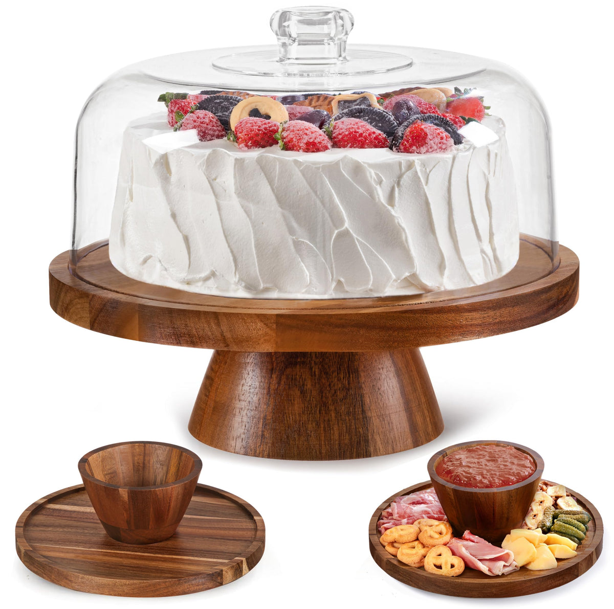 Famyards base para tarta de acacia, 12 pulgadas, elegante y resistente.