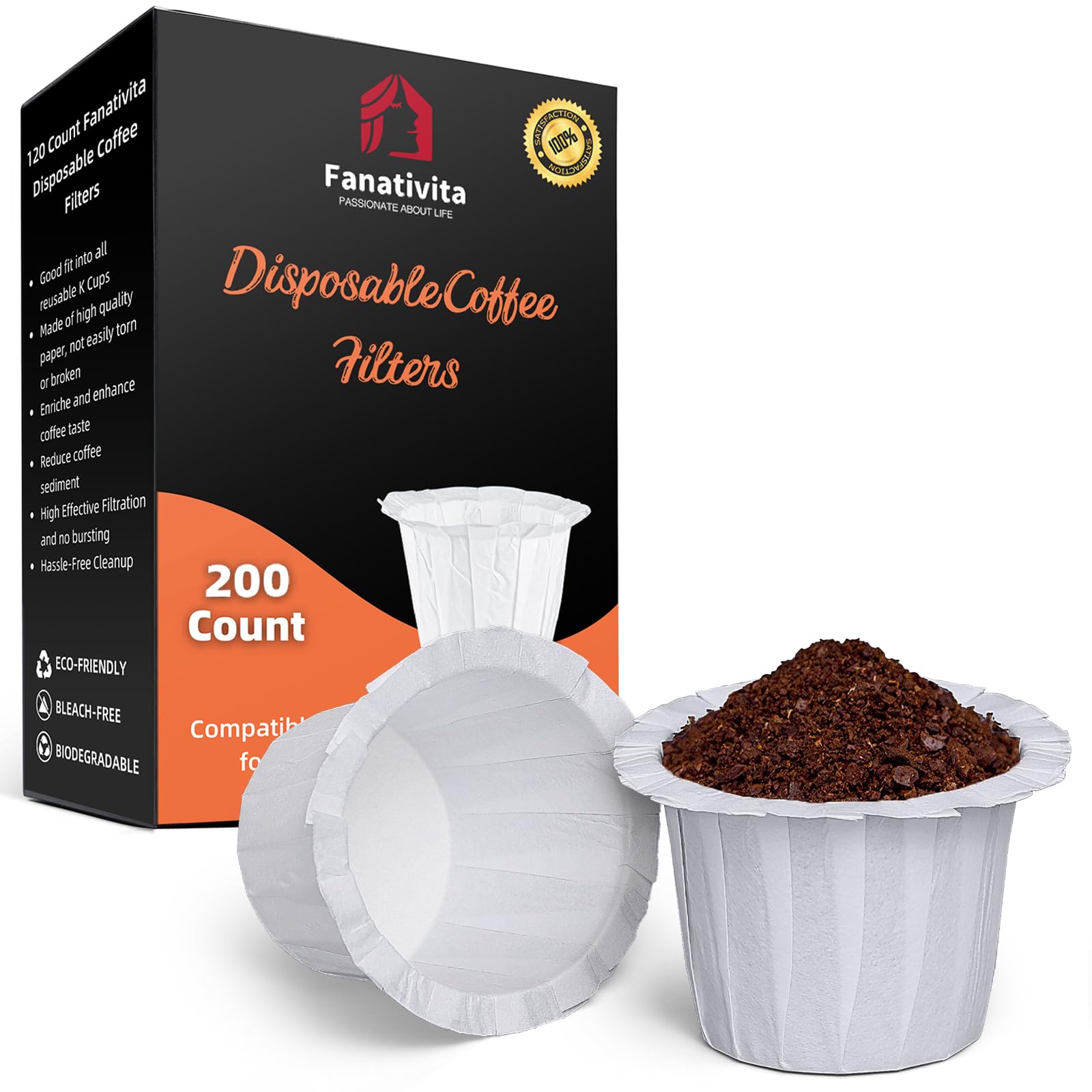 Fanativita filtros K-Cup 200 unidades, empaque listo para empezar rápido