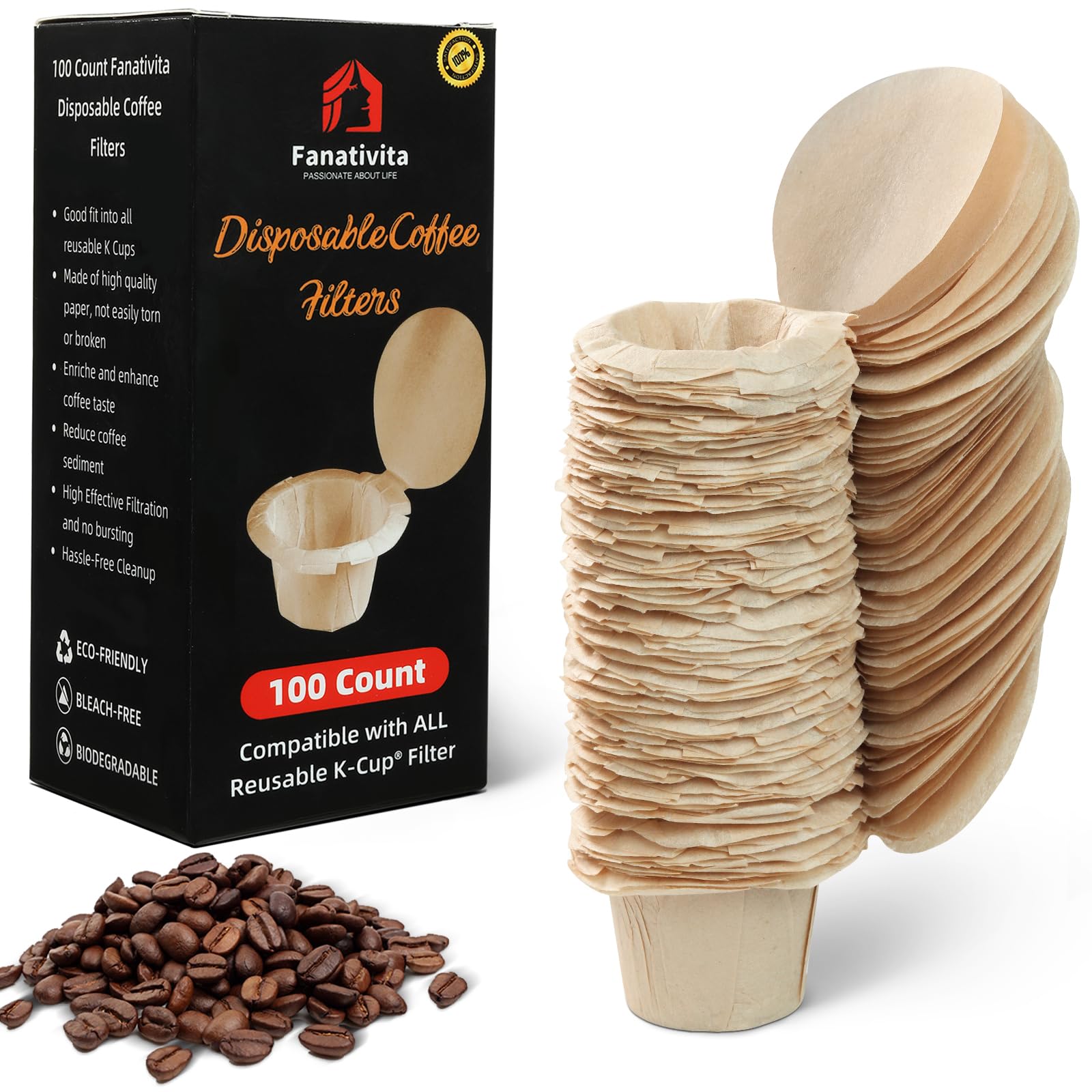Fanativita filtros para cápsulas reutilizables con tapa Genius para limpieza rápida.