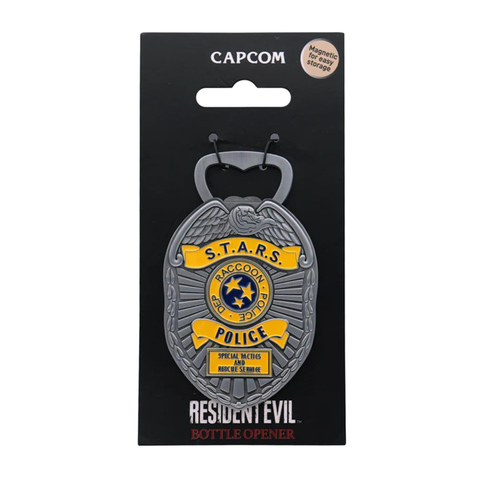 Fanattik emblema policial magnético para almacenamiento práctico.