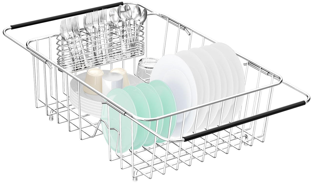 Fanbsy escurridor platos grande en fregadero ajustable para secado eficiente