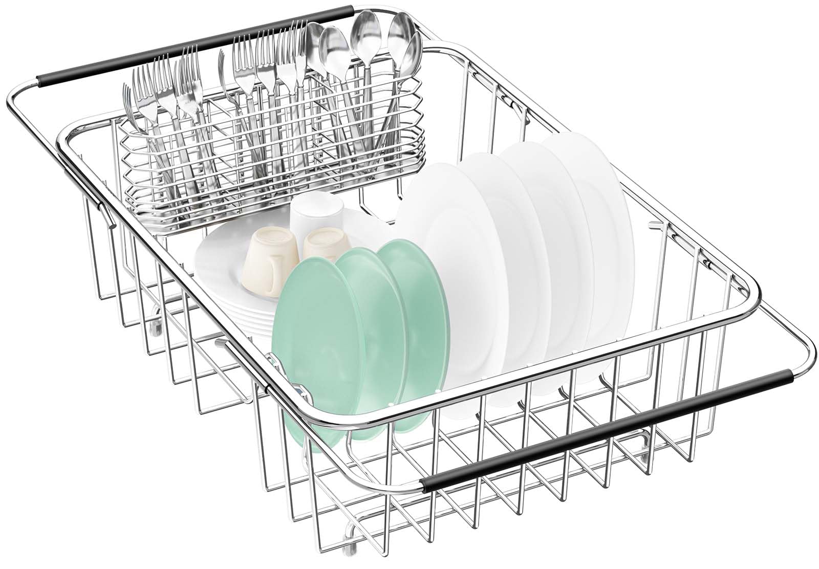 Fanbsy escurridor de platos grande sobre fregadero para secado eficiente.