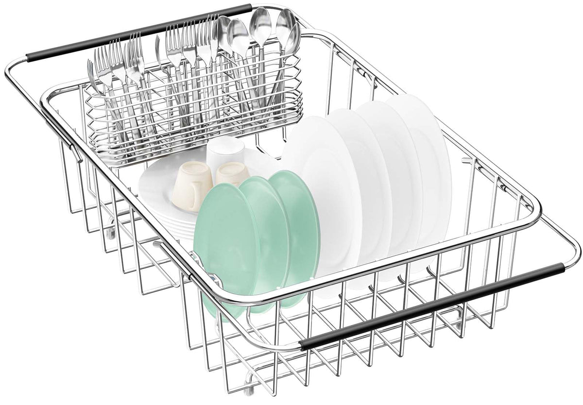 Fanbsy escurridor de platos grande sobre fregadero para secado eficiente.
